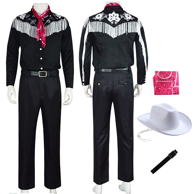 Cowboykostuum voor heren, met sjaal, film, cowboyhemd, carnaval