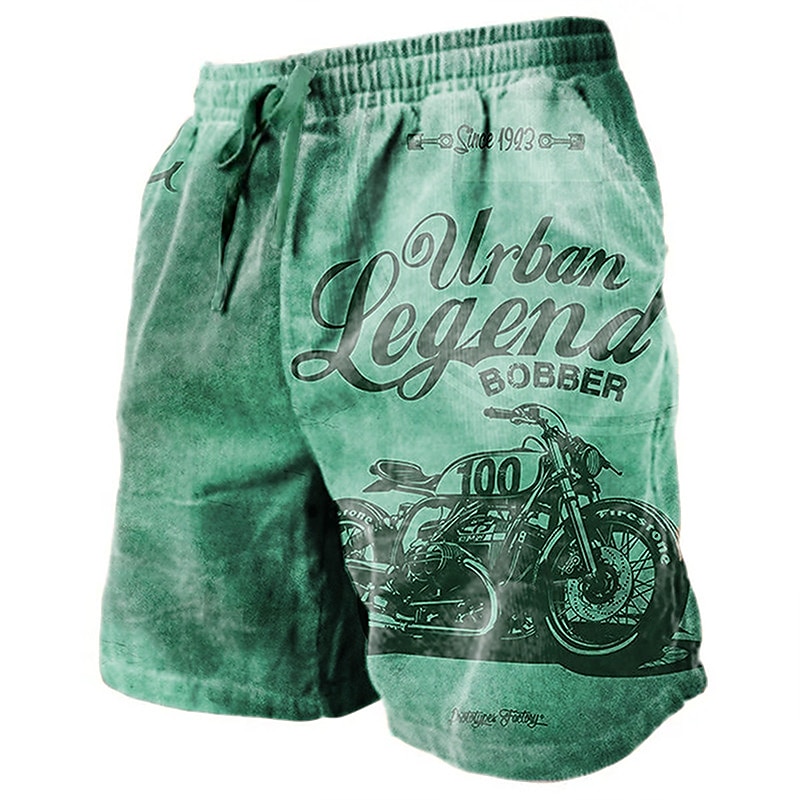 Men's Graphic Letter Motorcycle Shorts Summer Shorts Beach Shorts Mid Waist Streetwear Hawaiian Designer Casual Daily Holiday Drawstring Elastic Waist 3D Print Designer Clothing Apparel 2025 - $19.99 –P5