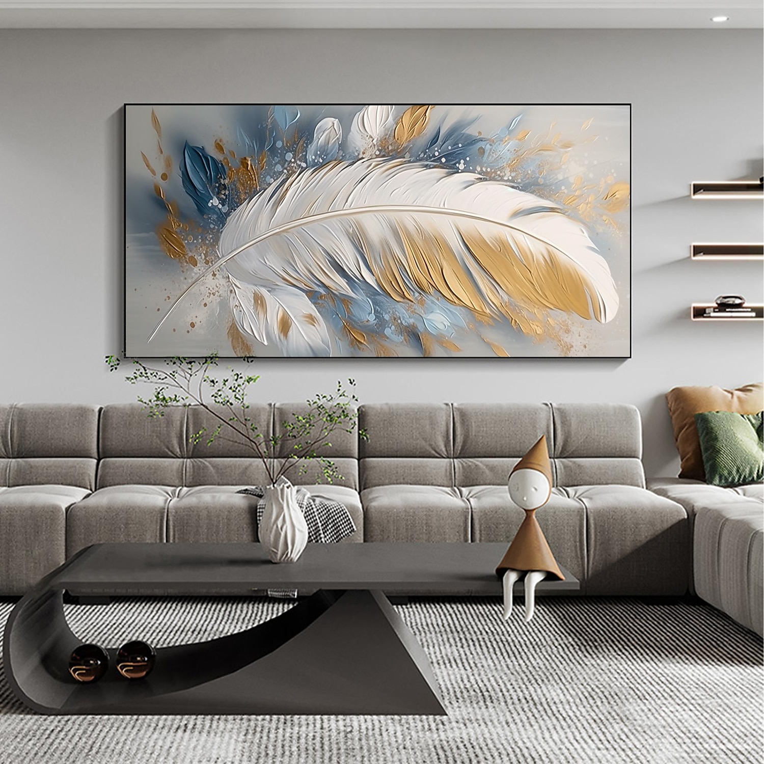 Handmade Oil Painting Canvas Wall Art Decor Original Feather Painting for Home Decor With Stretched Frame/Without Inner Frame Painting 2025 - $150.99 –P8