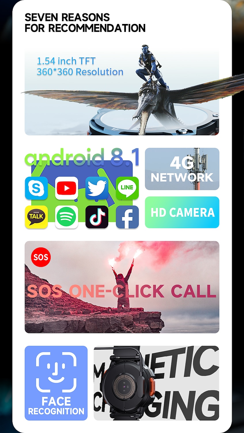2025年 LOKMAT APPLLP 6 PRO スマートウォッチ 1.53 インチ スマートウォッチ電話 4G LTE 3G 4G 2G 歩数計 着信通知 睡眠サイクル計測器 と互換性があります Android iOS 女性 男性 GPS ハンドフリーコール メディアコントロール IP65 51mmウォッチケース  コレクション – $131.99 –P2
