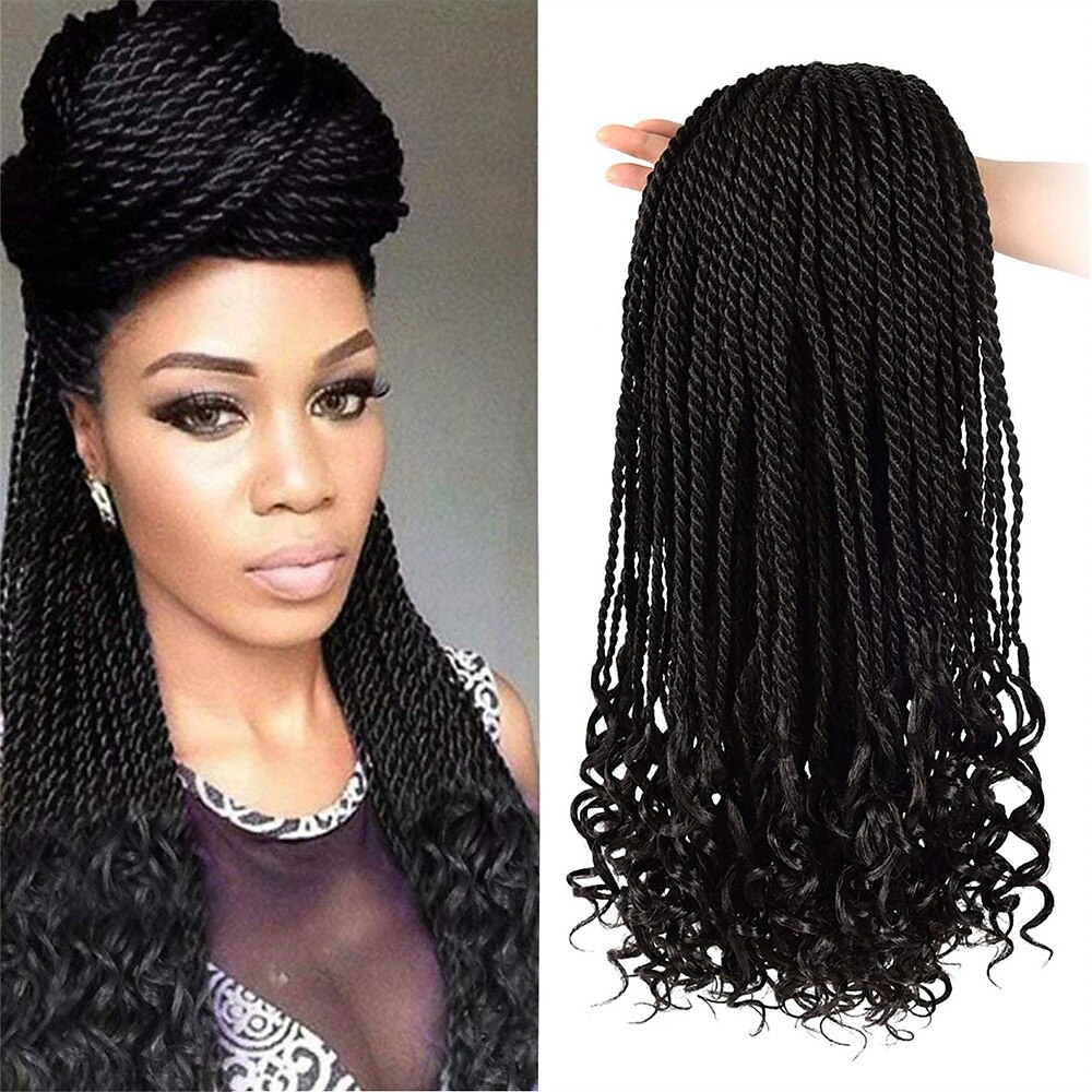 18'' Senegalese Twist Crochet Hair Braid Curly End Synthetic Hair  Extensions