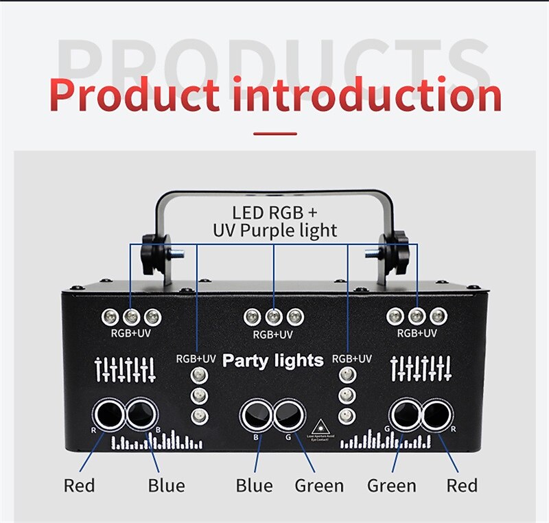 21 глаз rgb дискотека dj луч лазерный свет проектор dmx удаленный стробоскоп сценический световой эффект рождество вечеринка праздник Хэллоуин огни 2025 - $123.99 –P9