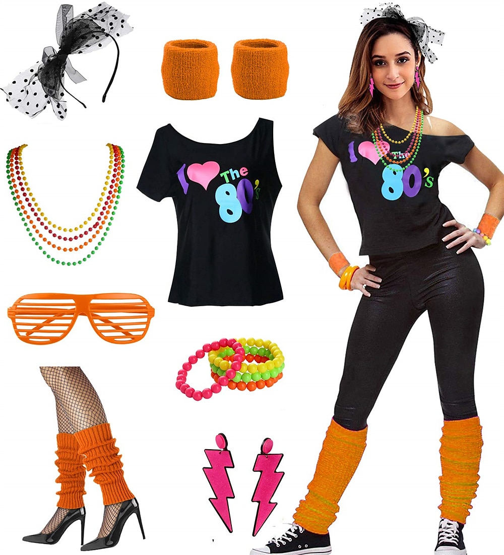 Retro / vintage Discotecă Anii 1980 Ținute Accesorii Tricou cu umeri Iubesc anii 80 Costume de fancy Pentru femei Mascaradă Petrecere / Seara Parada Mândriei Luna Mândriei Adulți Costum 2026 - $55.99 –P9