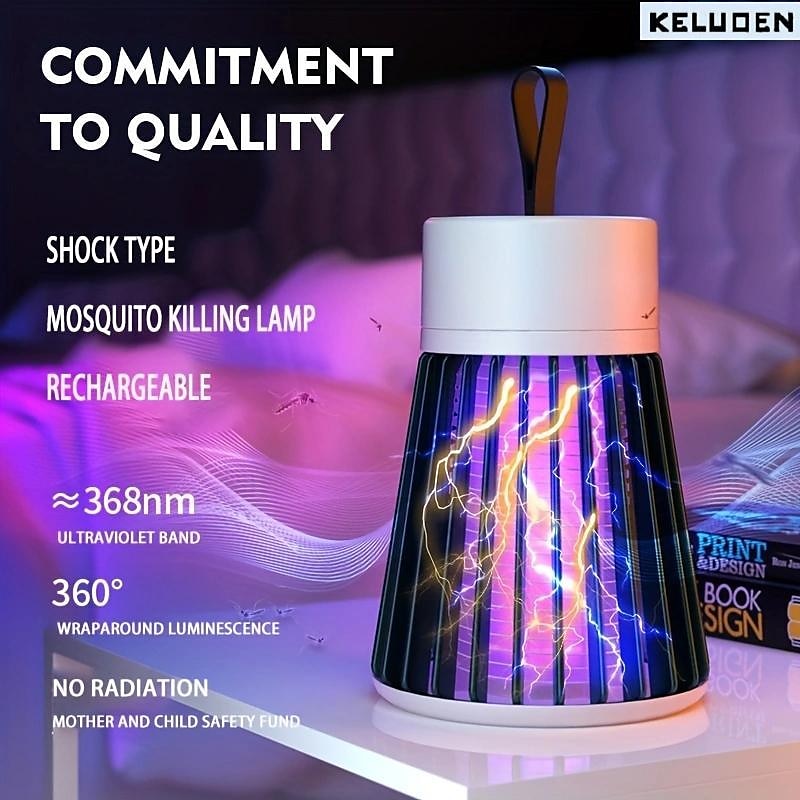 Sisä- ja ulkoilmahytkyttyskuolettaja – Kannettava violetti LED-valoansa imukupilla ja sähköiskulla leirintäalueelle ja kotiin 2025 - $19.99 –P1