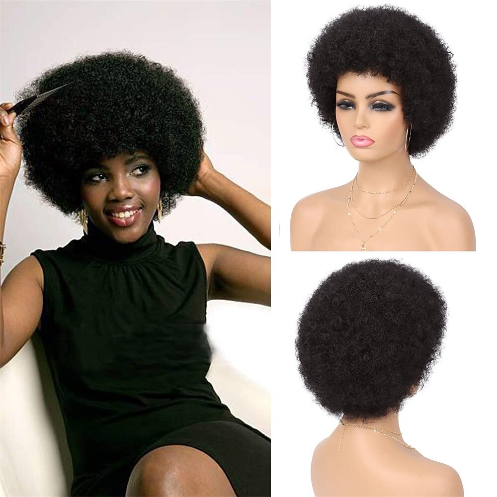 parrucca anni '70 parrucche afro per donne nere parrucche afro soffici rimbalzanti e morbide parrucche piene dall'aspetto naturale per feste quotidiane costume cosplay parrucche di carnevale del 2025 a $19.99 –P6