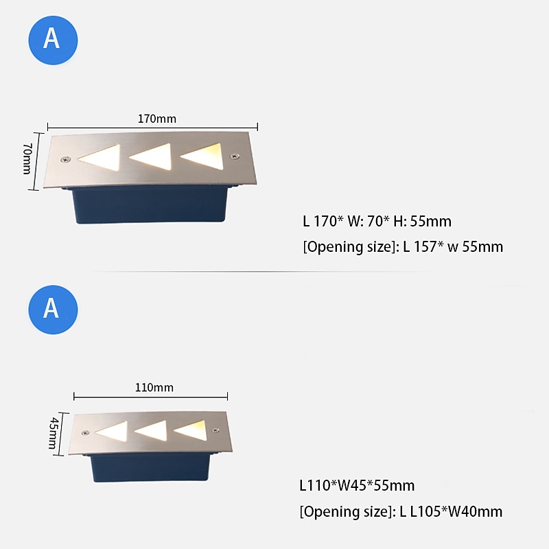 luz led subterrânea de aço inoxidável ip67 à prova dwaterproof água ao ar livre luzes de chão embutidas adequadas para degraus e cantos 85-265v de 2026 por $21.99 –P1