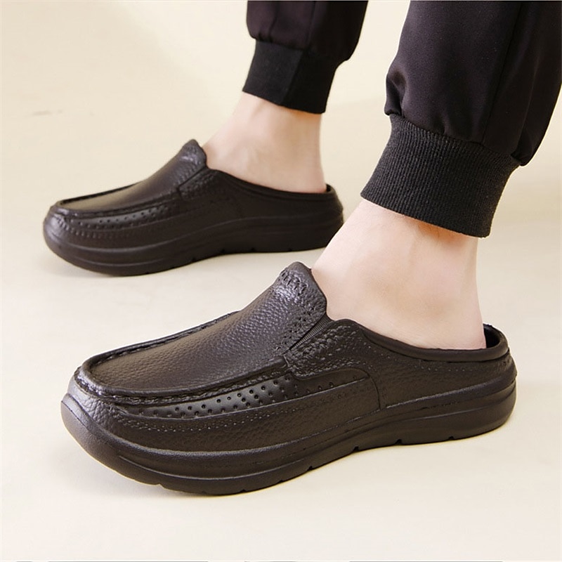Per uomo Pantofole e infradito Pantofole Taglie forti Pantofole da esterno Informale Stile da spiaggia Esterno Interni Giornaliero PU Traspirante Comodo Antiscivolo Mocassino Nero Marrone Estate del 2025 a $29.99 –P4