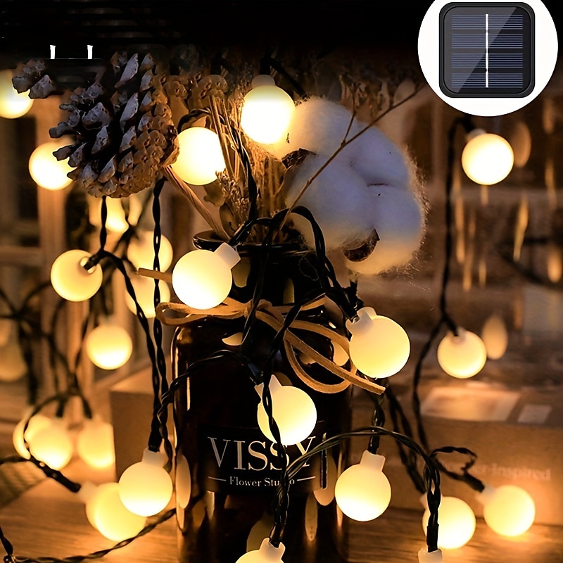 שמש חיצוני עמיד למים led כדורי אור חיצוני 6m/7.5m/12m לגן חג המולד חג קמפינג מסיבת קישוט חיצוני 8 מצבי תאורה 30/50/100 לדים 2025 - $13.99 –P1