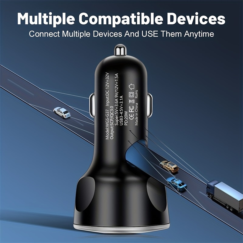 250w pd usb автомобильное зарядное устройство быстрая зарядка типа c usb телефонный адаптер в автомобиле для автомобильного быстрого зарядного устройства 2025 - $12.99 –P6