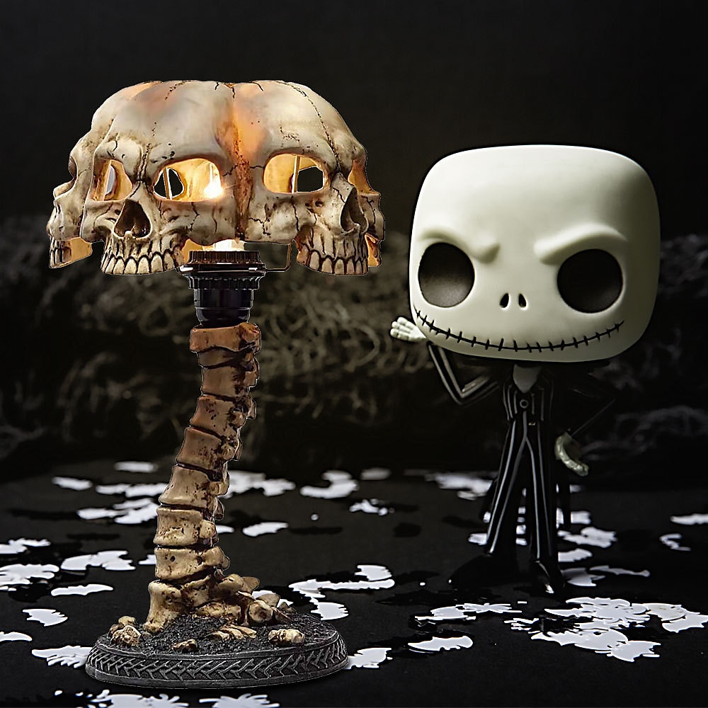 lebka stolní lampa svítící lebka noční světlo kreativní pryskyřice home office desktop ornament halloween decoration 2025 - $32.99 –P1