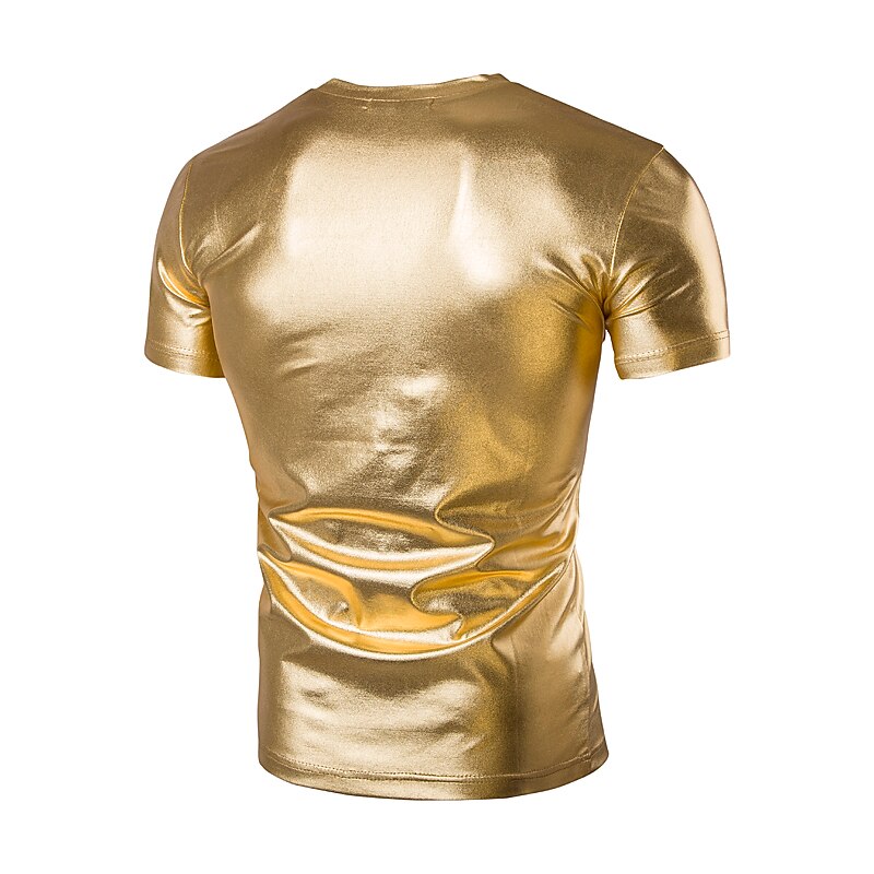 Rétro Vintage Années 1980 Couleur métalique brillante T-shirt Disco Couleur Unie Col rond Déguisement Homme Carnaval Performance Club Défilé de la Fierté Adulte T-shirt Été de 2025 ? GBP £16 –P2