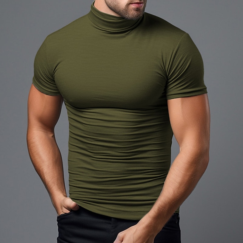 Herr T-shirt T-tröja Kort ärm Polokrage Sommar Slät Mode Designer Grundläggande Semester Gata Utekväll Svart Vit Grön Topp t-shirt för män 2026 - SGD S$25.31 –P4
