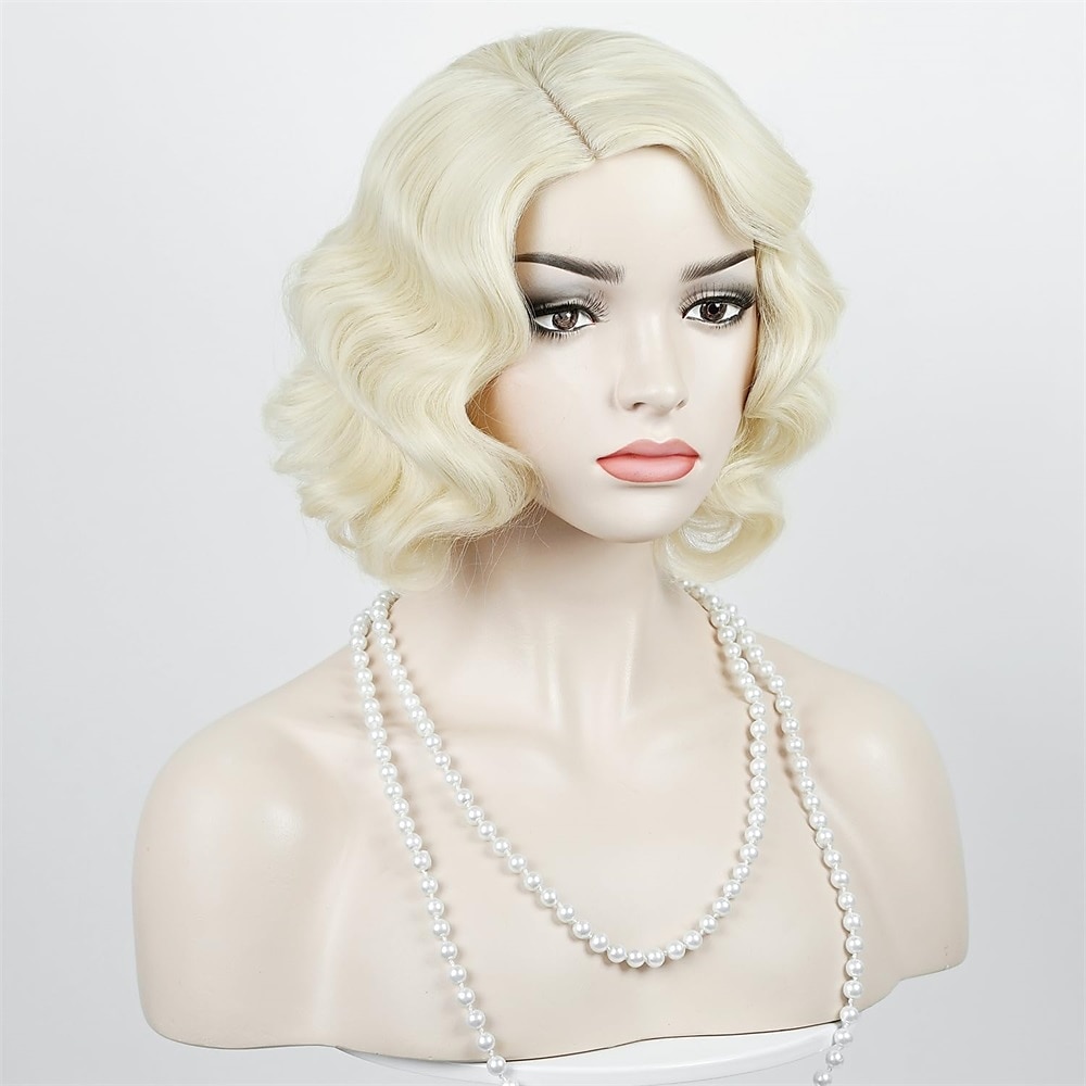 Peruca de Flapper dos Anos 1920 Cacheada com Faixa Peruca Vintage Cacheada dos Anos 20 Cabelo de Fantasia Halloween de 2025 por $19.99 –P10