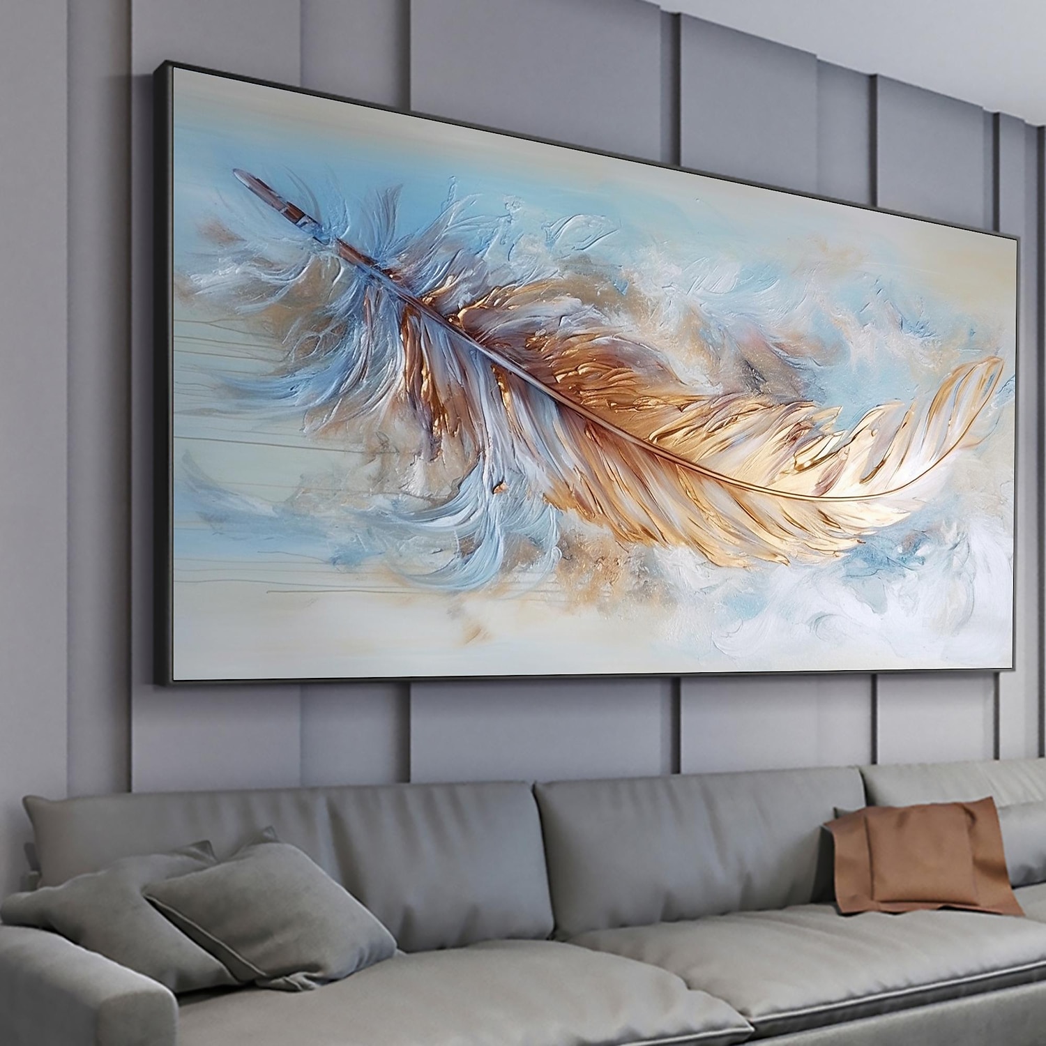 Handmade Oil Painting Canvas Wall Art Decor Original Feather Painting for Home Decor With Stretched Frame/Without Inner Frame Painting 2025 - $150.99 –P14