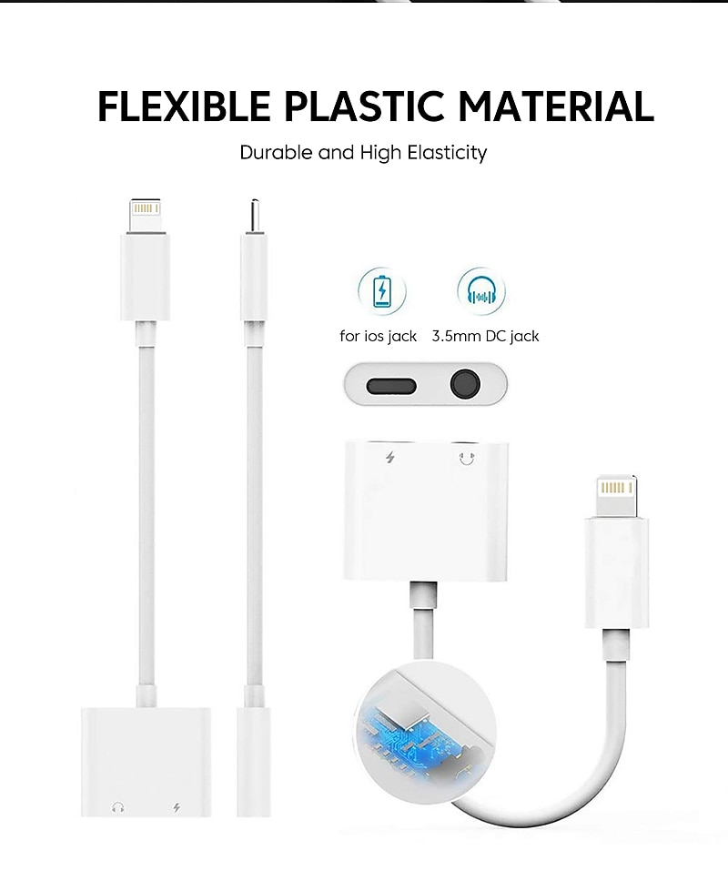 adapter & splitter voor iphone hoofdtelefoon 2 in 1 dual interface voor iphone oplader kabel aux audio adapter converter voor iphone 13/12/11/x/xs/xr/8/7 ipad ondersteuning bellen opladen 2025 - $10.99 –P4
