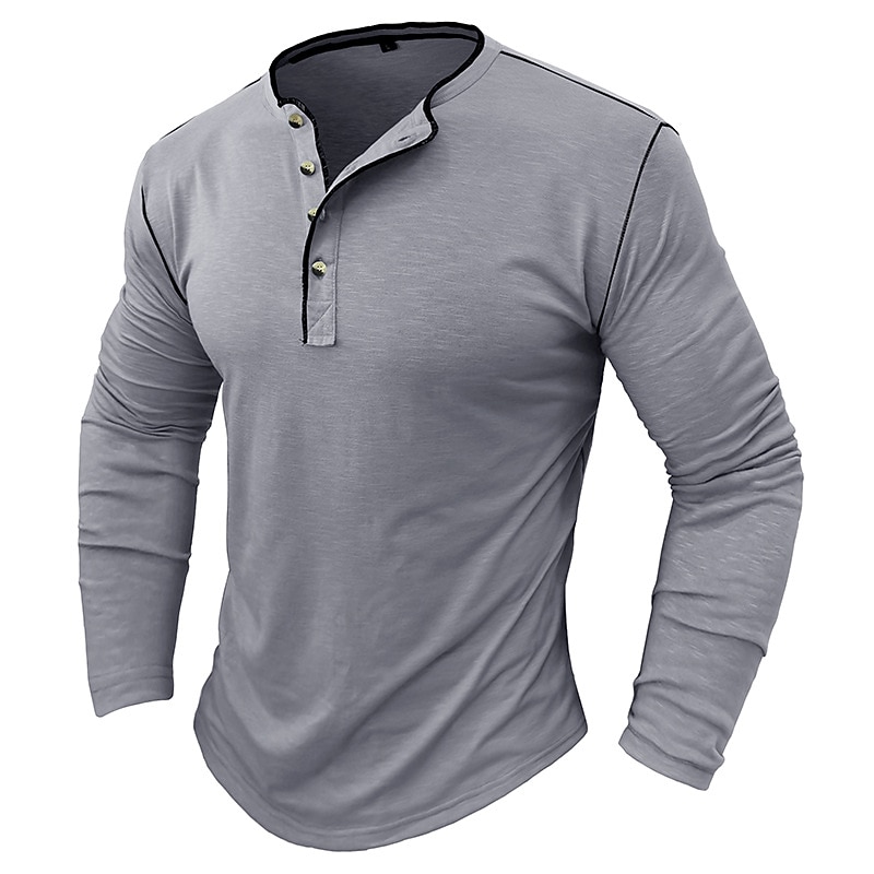 Férfi Gombos póló Henley ing Tee Top Hosszú ujj Henley Nyár Sima Divat Dizájn Alap Vakáció Utca Alkalmi Fehér Sárga Piros Férfi felső póló 2025 - $30.99 –P2