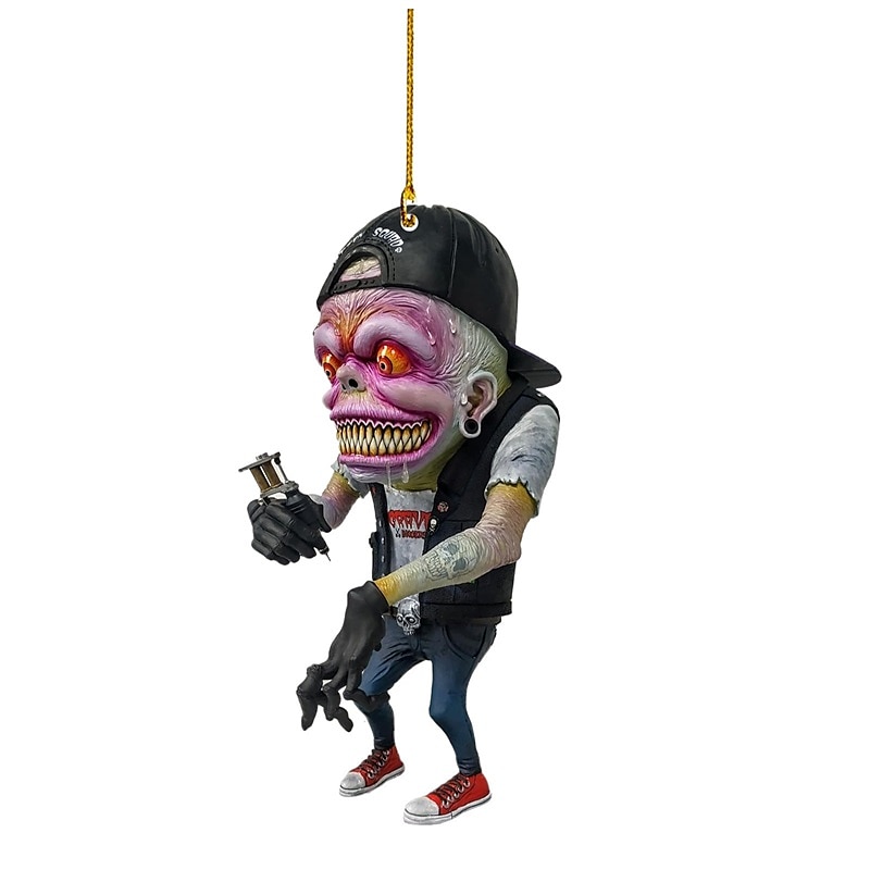 Ciondolo per auto a forma di mostro a grande bocca 2PCS modello di bambola piatta in acrilico statua di topo pazzo Rat Fink alla guida accessori per auto Halloween decorazioni per casa del 2025 a $11.99 –P11