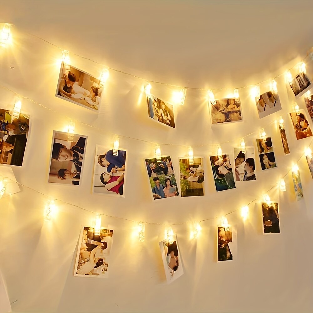 Guirlande lumineuse étanche pour réception de mariage, fête, photo, 1,5 m/3 m/6 m, guirlande lumineuse en cuivre avec clips pour chambre à coucher, décoration murale de 2025 ? $15.49 –P4