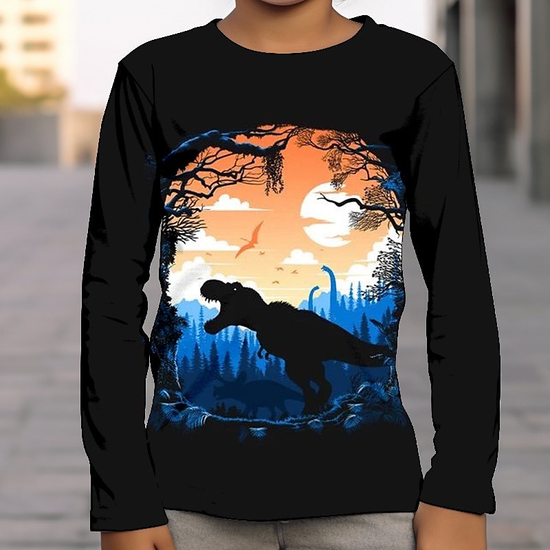 Dla chłopców 3D Graficzny Wszechświat Dinozaur Podkoszulek T-shirt Długi rękaw Druk 3D Lato Wiosna Jesień Sport Moda Moda miejska Dzieci 3-12 lat Na zewnątrz Codzienny Regularny 2025 - $13.99 –P10