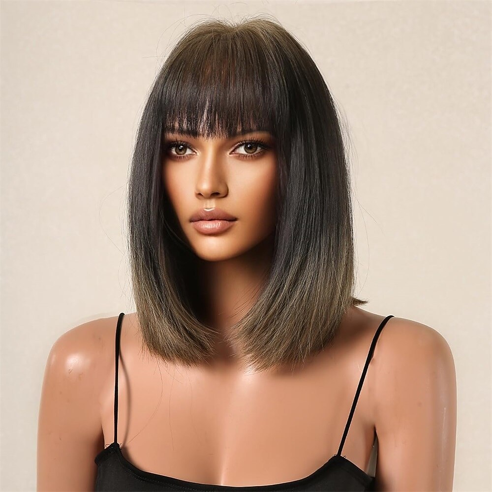 parrucche bob nere per donna parrucche bob corte con frangia parrucche dritte per uso quotidiano sostituzione dei capelli capelli naturali in cerca di uso quotidiano da ragazza del 2026 a $24.99 –P11