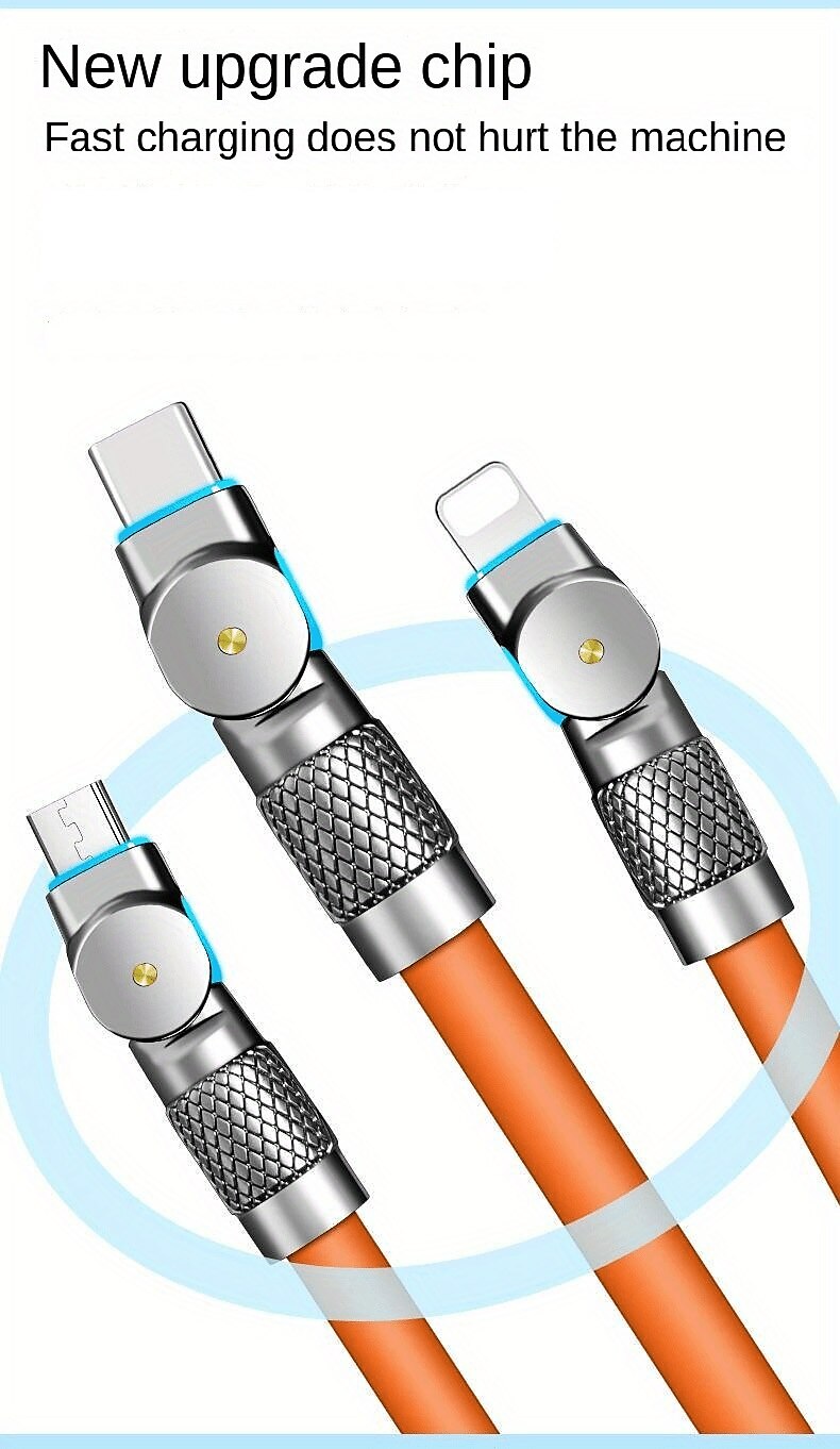 120W 3 in 1 Super Fast Charging Cable Micro USB Type c Gaming180° Rotating Data Cable For Huawei Smart Phone Silicone Cable 2025 - $17.99 –P3