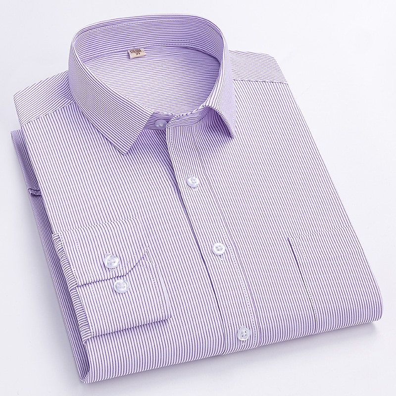 Dress Shirt Striped Shirt Work Shirt Non Iron Shirt Stripes and Plaid Wedding Office & Career Black White Dark Navy Navy Blue Long Sleeve Turndown All Seasons Clothing Apparel 2026 - $31.99 –P1