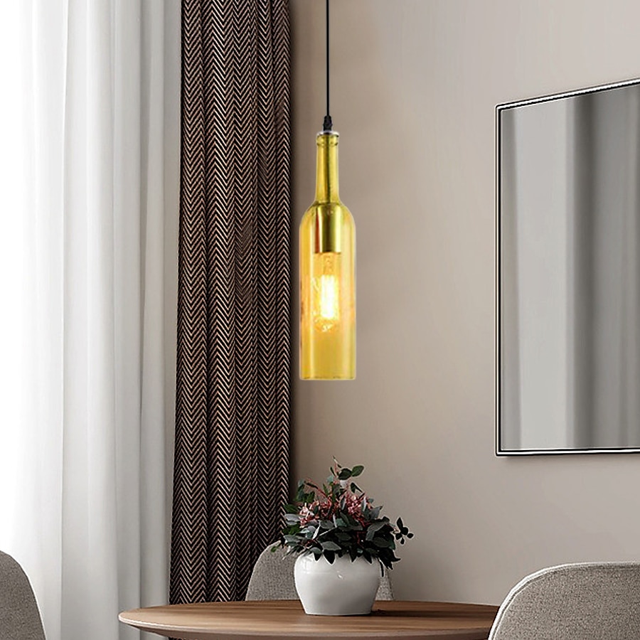lampada a sospensione a led per bottiglia di vetro, lampada a sospensione in vetro per bottiglia di birra, lampada a sospensione vintage per bar, lampada a sospensione retrò industriale per bar, del 2025 a $62.99 –P7