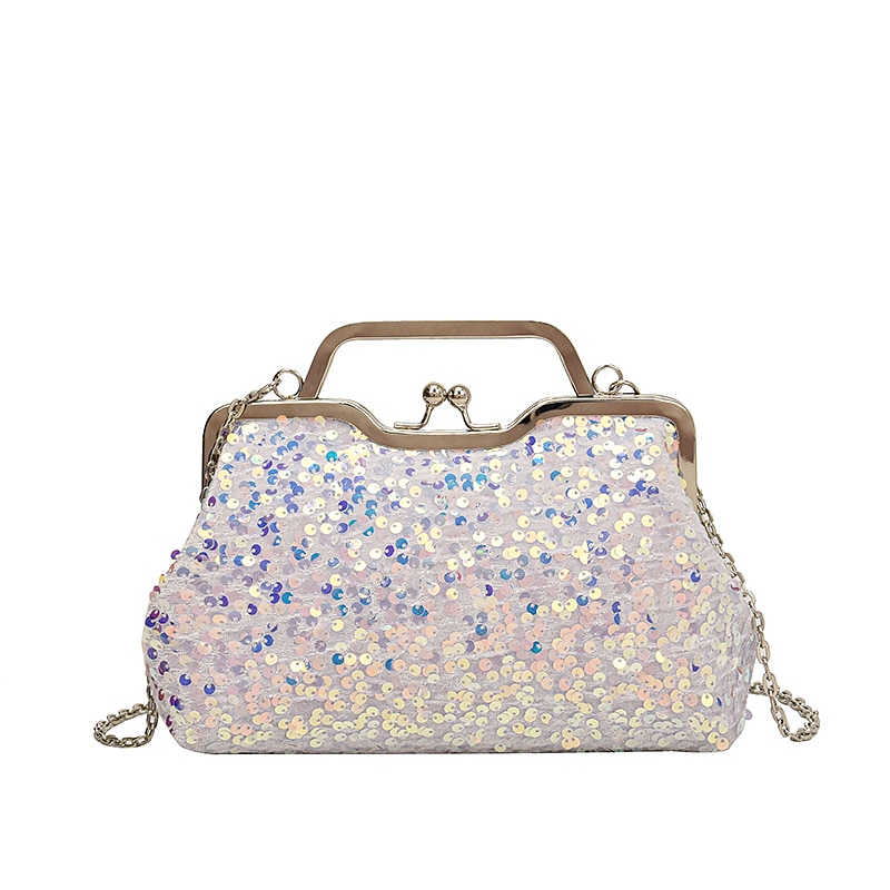 Women's Handbag Evening Bag Clutch Bags Synthetic Party Bridal Shower Wedding Party Sequin Large Capacity Anti-Dust Solid Color White Pink Blue 2025 - $34.99 –P4