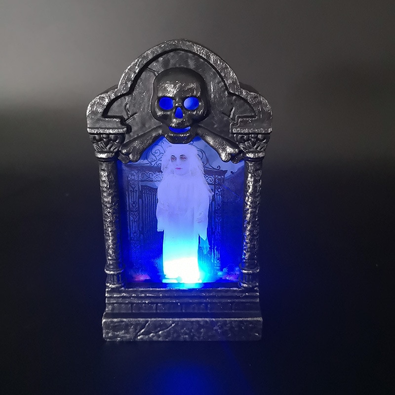 Halloween czaszka nagrobek lampa nawiedzony dom wystrój wystrój ogrodu domu lampka nocna rekwizyty na przyjęcia świecące oświetlenie led nagrobek 2025 - $6.49 –P3