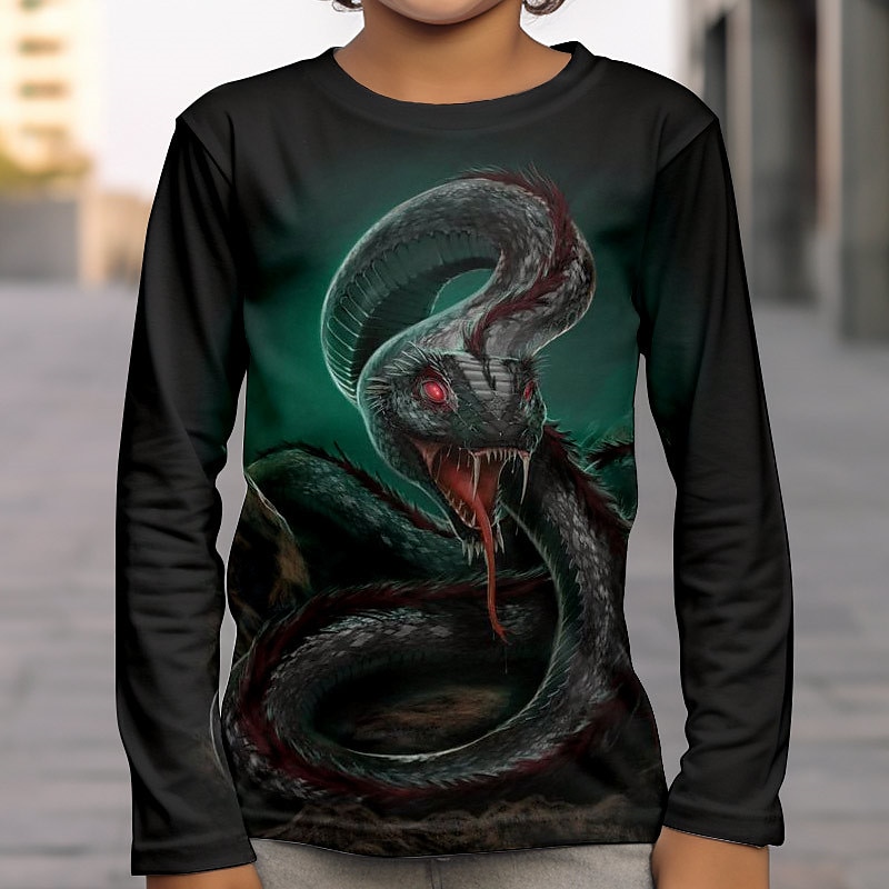 Pojkar 3D Djur T-shirt Långärmad 3D-tryck Höst Vinter Sport Mode Streetwear Barn 3-12 år Utomhus Ledigt Dagligen Normal 2025 - $13.99 –P2