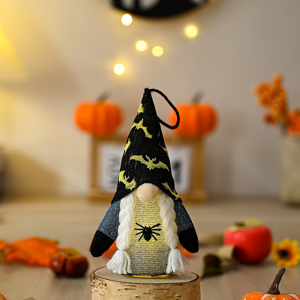 Halloween Bat Hat Faceless Gnome Doll with Lights Hanging Pendant Tree Decor Harvest Sunflowers Plush Doll Decorations For Home 2026 - $6.49 –P7