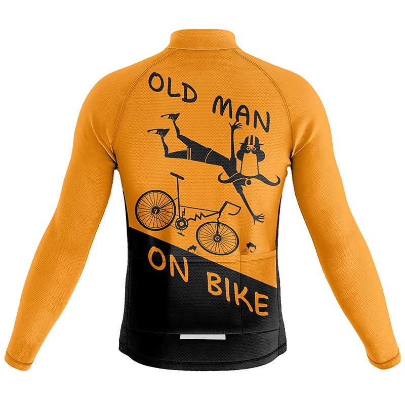 Herr Cykeltröja Grafisk Bokstav & Nummer Långärmad Cykel Tröja Överdelar med 3 bakfickor Bergscykling Vägcykling Snabb tork Reflexremsa Bakficka Fuktabsorberande sporter Svart Gul Röd Kläder 2025 - $34.99 –P8