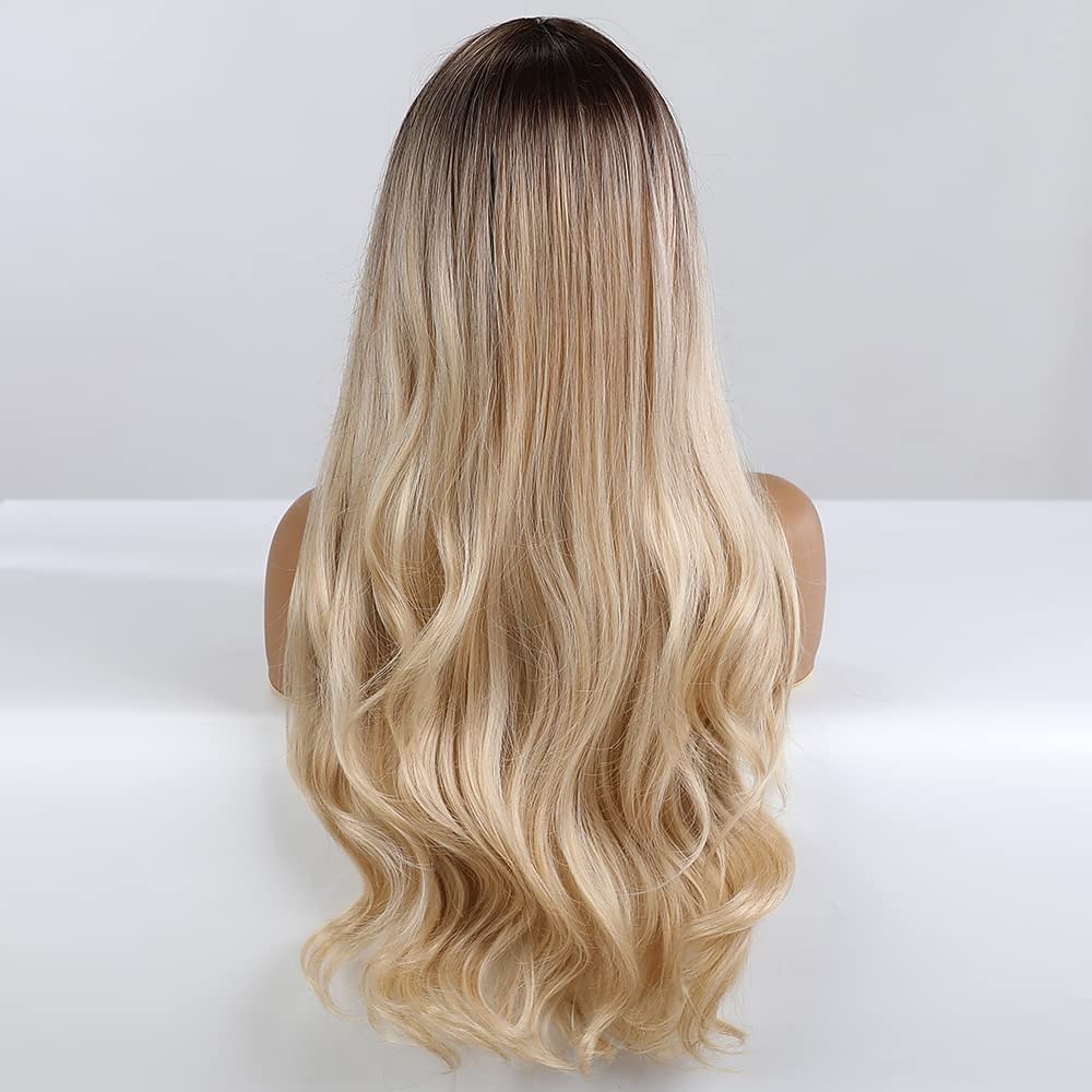 Blonde Brown Wavy Body Wave Full wig Hair for Women Lady Girl Middle Part 26 pouces résistant à la chaleur synthétique perruque d'aspect naturel quotidien à tout moment cosplay party de 2026 ? $24.99 –P5
