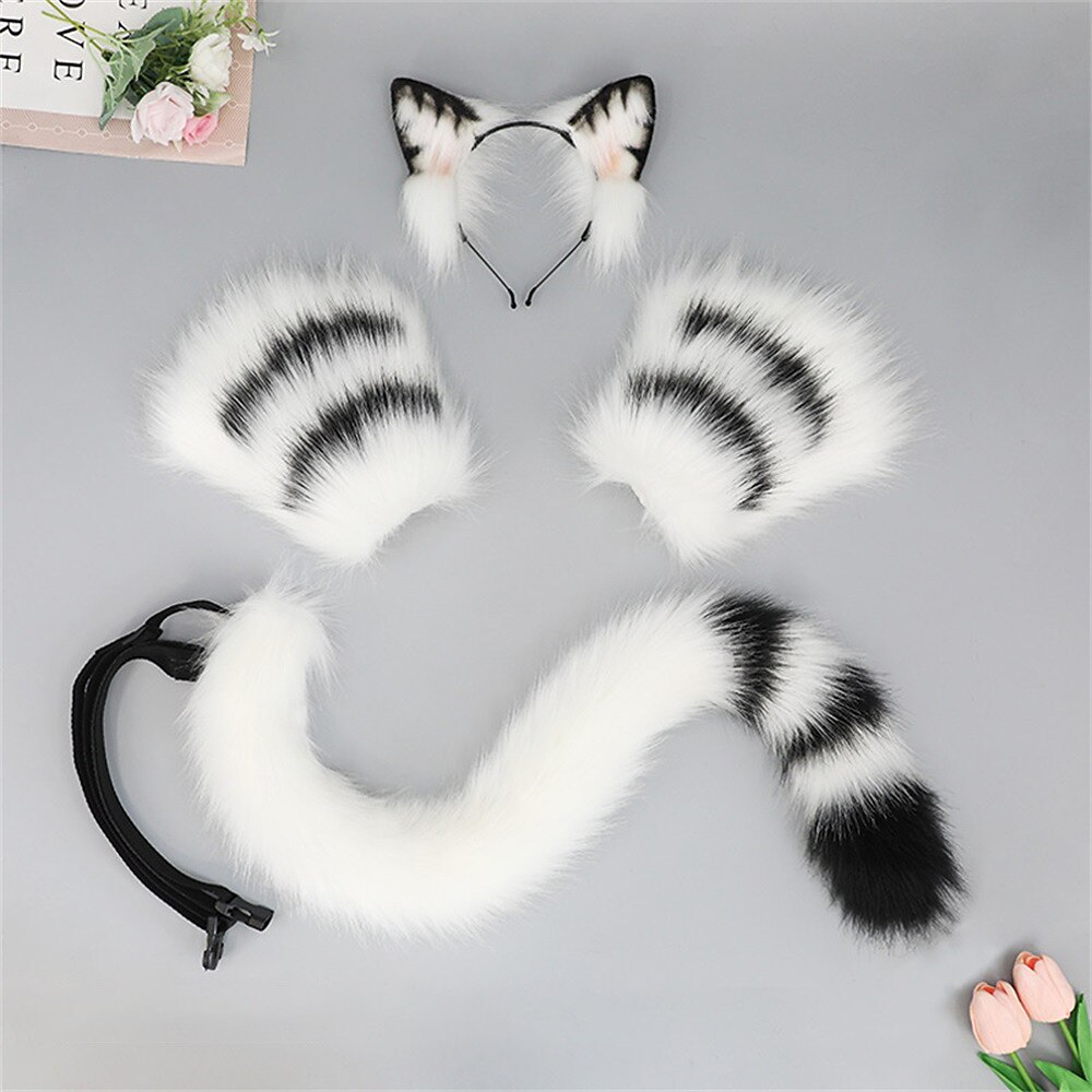 Simulated Beast Ears and Tail Cosplay Show Props Hair Accessories Beast Claw Cat Tail Cat Claw Cute Plush Cat Set 2025 - $53.99 –P5