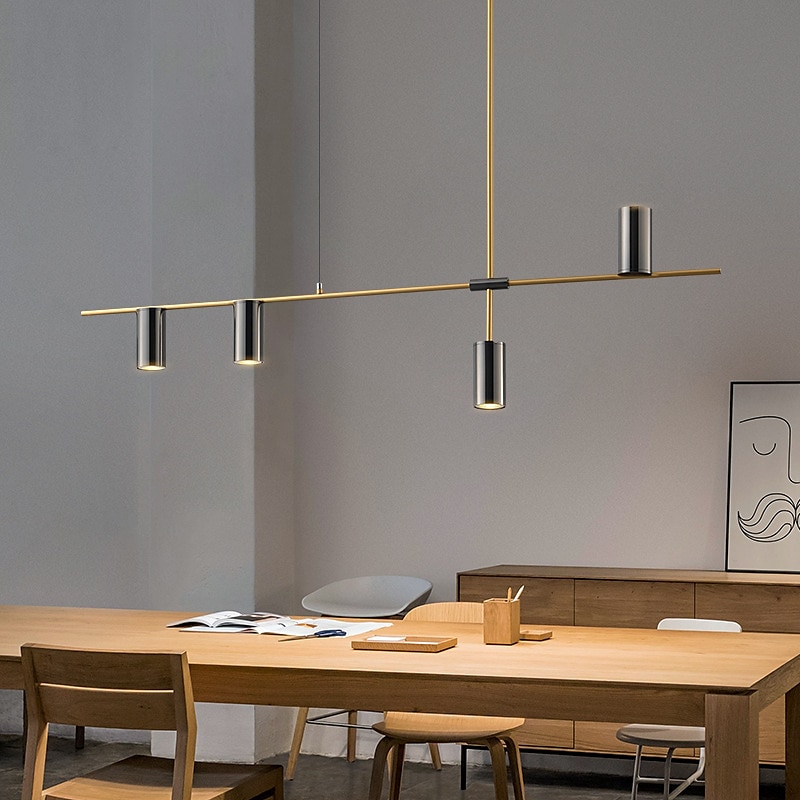 luci isola cucina lampada a sospensione moderna lampada a sospensione lineare industriale moderna a 5 teste per soggiorno, isola cucina, finitura oro e paralume nero, lampadina inclusa 110-240v del 2025 a $300.69 –P7