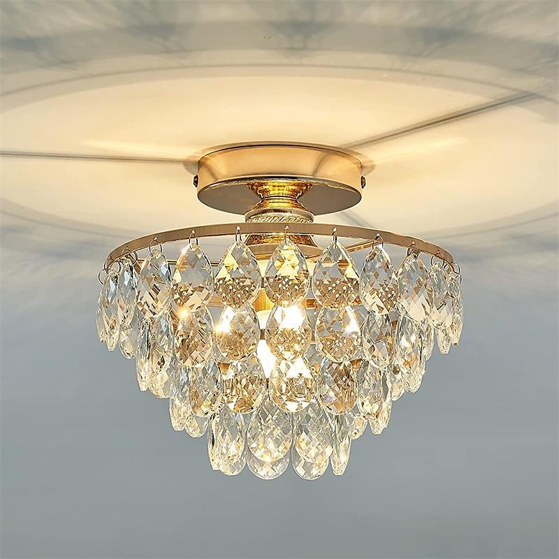 modern taklampa i kristall korrosionsskyddande och rostskyddande lampkropp metall e27 bas semi hanging infälld ljuskrona hall, sovrum led taklampor 110-240v 2025 - $100.99 –P3