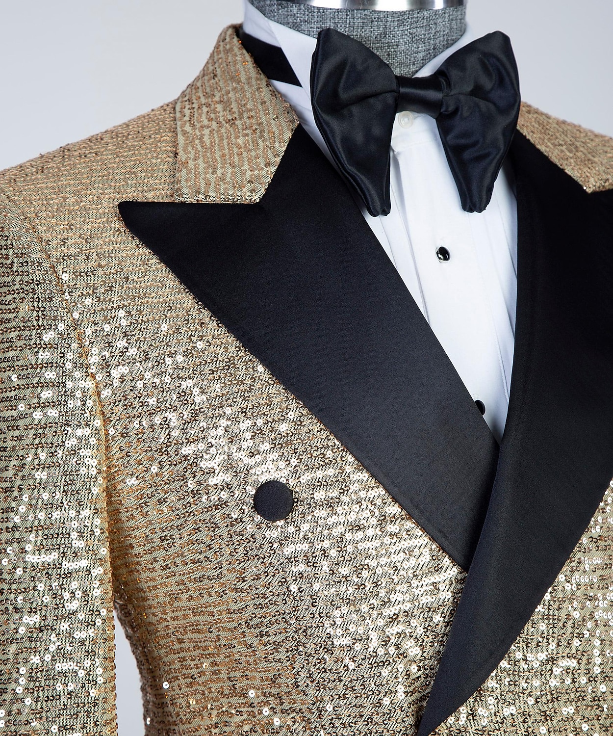 Herren Blazer-Jacke Smoking Party Glanz Pailletten Einfarbig Schwarzes Gold Schwarz Silber Reguläre Passform Zweireihige Sechs-Knöpfe 2025 - $82.99 –P4
