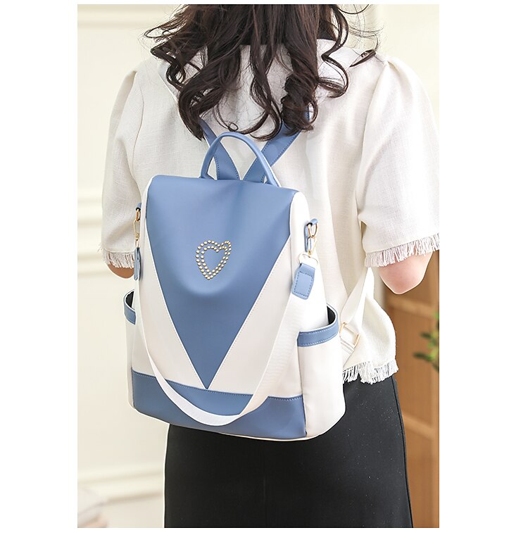 Elegante mochila de cuero con diseño de corazón para mujer: bolso de regreso a la escuela con múltiples bolsillos y gran capacidad en 4 colores con correas ajustables 2025 - $24.99 -P1