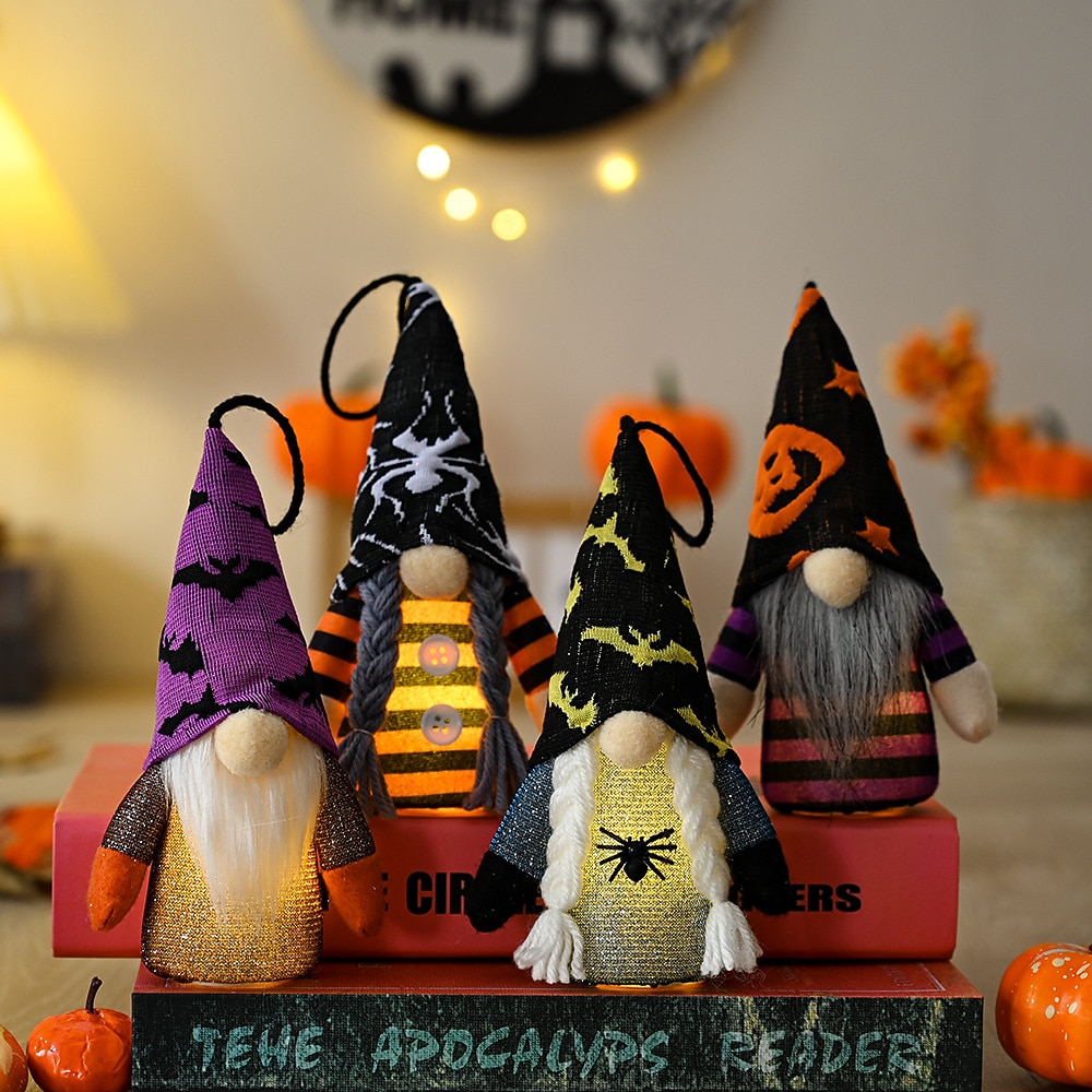 Halloween Bat Hat Faceless Gnome Doll with Lights Hanging Pendant Tree Decor Harvest Sunflowers Plush Doll Decorations For Home 2026 - $6.49 –P2