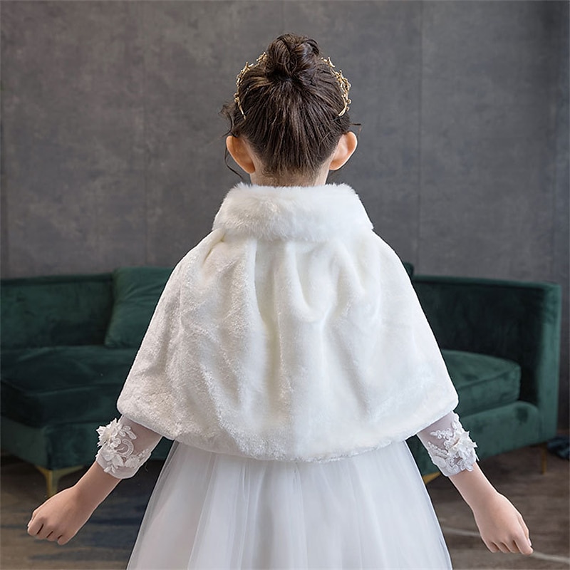 Cape Enfants Fille Couleur Unie Mode Mariage Polyester Manteau Vêtements d'extérieur 3-8 ans Automne Blanche de 2025 ? $13.99 –P3