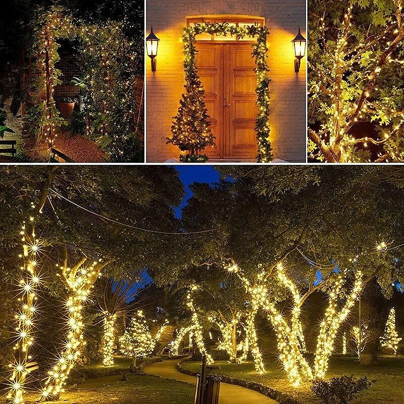 10m-100leds/20m-200leds/30m-300leds filo di rame solare stringa di luce esterna impermeabile giardino luci decorative festival di natale luci telecomando luci solari del 2025 a $9.49 –P1