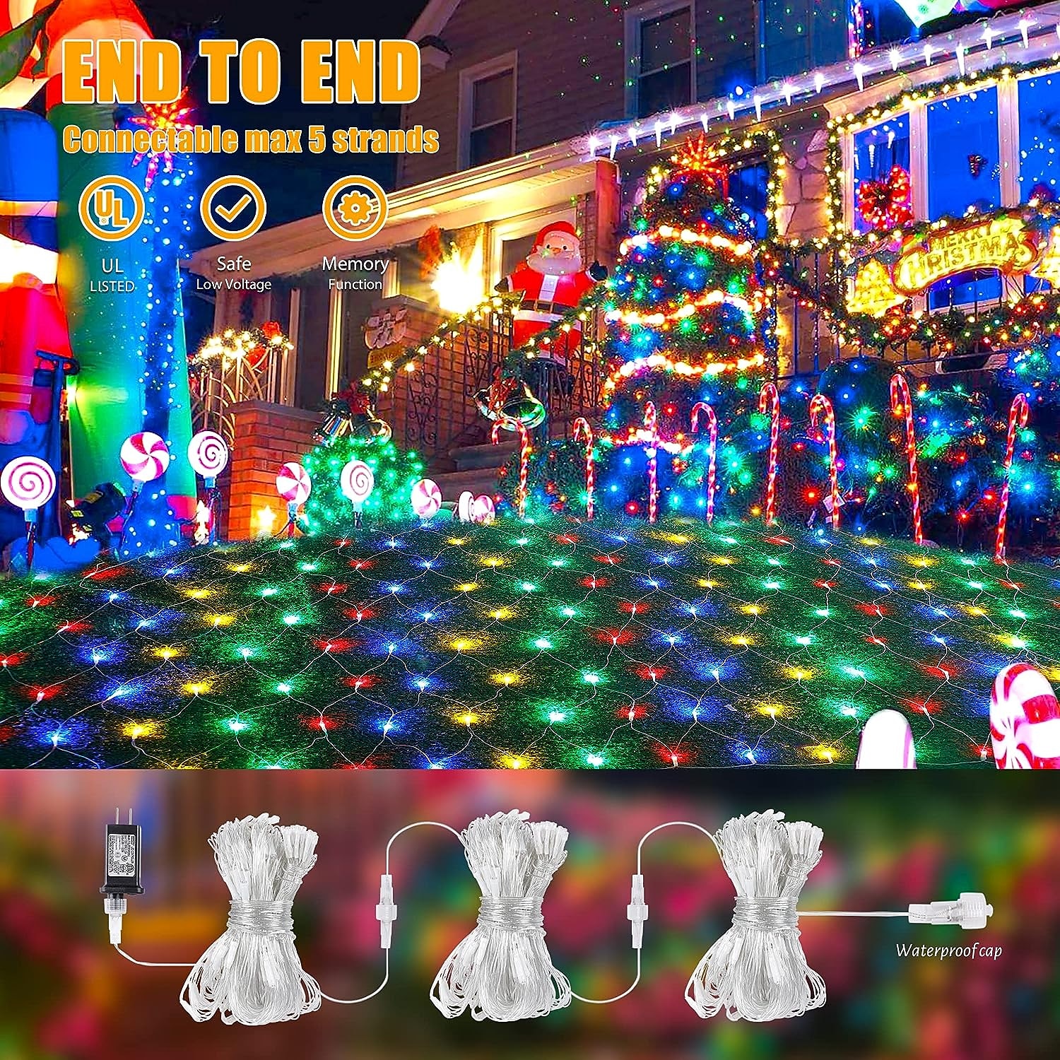 3*2M 192 LED Net Lights Outdoor Mesh Lights,8 Modes Net Lights for Bushes Plug in, Waterproof Christmas Halloween Decoration Net String Lights for Bushes Ceiling Wedding Indoor Outdoor(9.8ft x 6.6ft) 2025 - $40.99 –P8