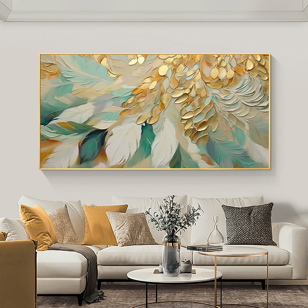 Pintura de arte de pared grande, pintura al óleo de plumas hecha a mano, pintura de textura pesada pintada a mano, obra de arte abstracta para sala de estar, decoración del hogar, lienzo enrollado 2026 - $88.99 –P4