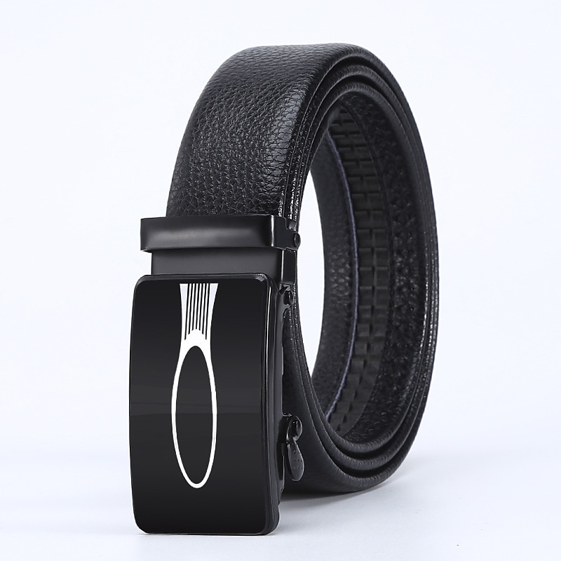 Men's Faux Leather Belt Tactical Belt PU Belt Automatic Buckle Belt Black 1# Black 2# Iron(nickel plated) Plain Daily Wear Going out Weekend 2025 - $9.49 –P5