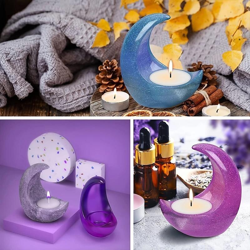 Moon Shape Candle Holder Resin Molds, 3D Silicone Molds For Candles,Moon Shape Resin Molds, Epoxy Resin Molds, Moon Shape Resin Mold For Candle Ornament Making, Resin, Clay Craft, Home Decoration 2025 - $12.49 –P7