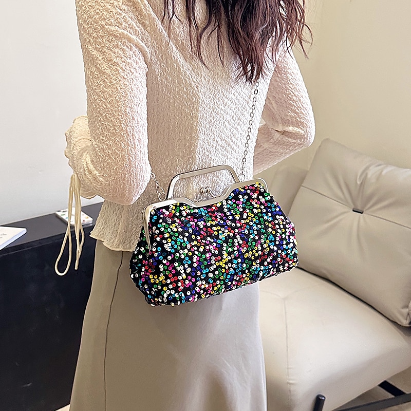 Women's Handbag Evening Bag Clutch Bags Synthetic Party Bridal Shower Wedding Party Sequin Large Capacity Anti-Dust Solid Color White Pink Blue 2025 - $34.99 –P18