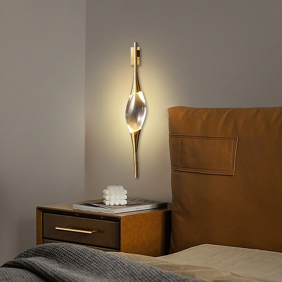 Crystal Wall Light Indoor Liner Design 60cm Minimalist Design Wall Sconce, Clear Glass Lampshade Wall Lamp,Decorative Wall Light for Bedroom Living Room Background Wall Lights 110-240V 2025 - $265.49 –P7