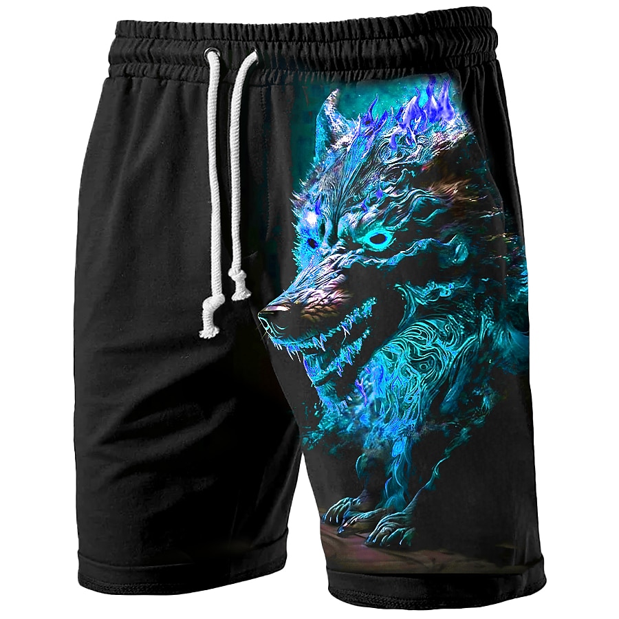 Men's Graphic Animal Wolf Sweat Shorts Beach Shorts Terry Shorts Mid Waist Casual Athleisure Daily Holiday Streetwear Drawstring Elastic Waist 3D Print Designer Clothing Apparel 2025 - $19.99 –P2