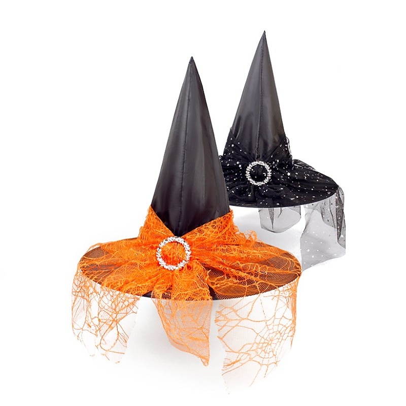 cappello da strega di halloween con velo di ragnatela cappello da festa in costume da donna cappello da mago cappello da mago copricapo di halloween cappello da festa cappello di halloween strega del 2025 a $10.99 –P2