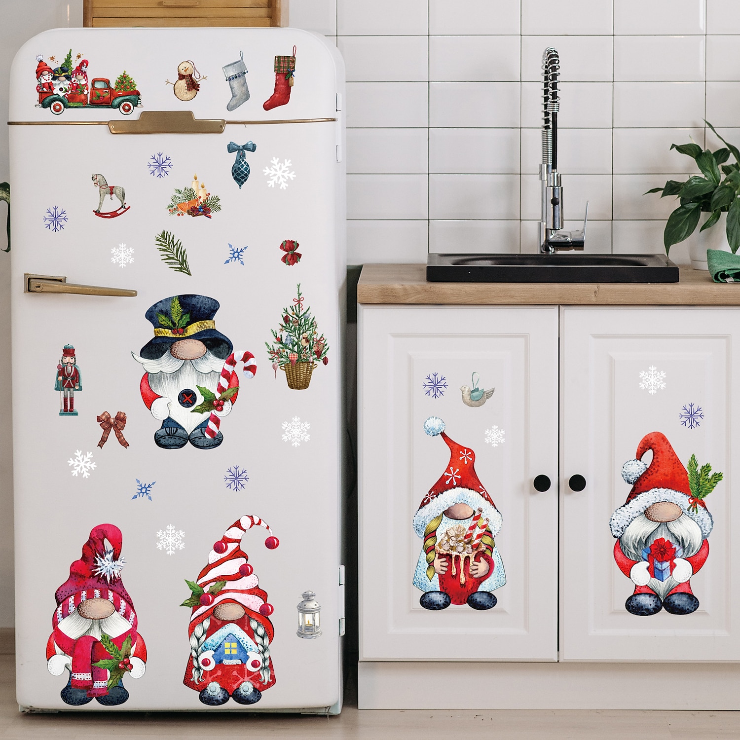 Adesivi murali in vetro per finestre nane di Natale, adesivi murali in vetro di Babbo Natale del 2025 a $9.99 –P3